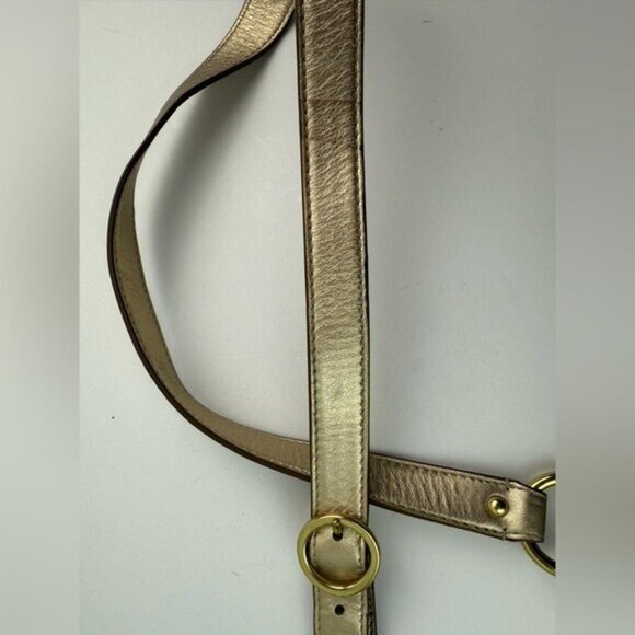 Vtg. COACH Beige and Gold Signature Canvas and Leather Crossbody Purse Bag - Picture 11 of 12